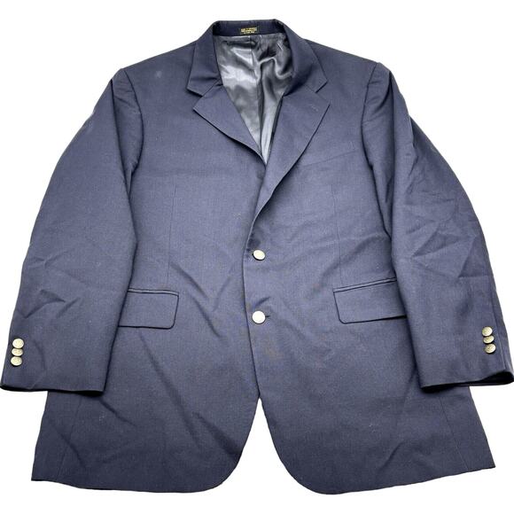 Oscar De La Renta 100% Wool Navy Blue Single Breasted Sports Coat Blazer 44L